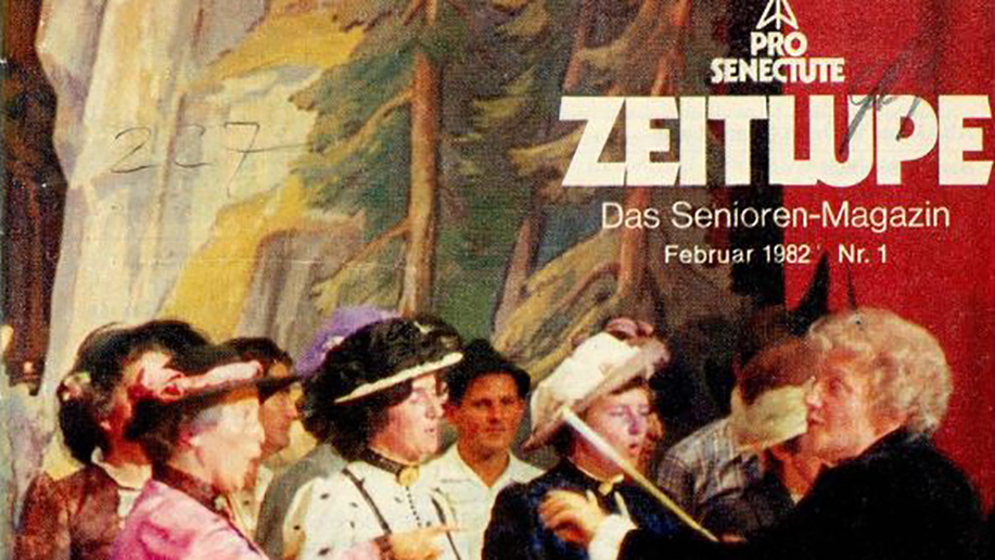 Altes Zeitlupe-Cover mit gemalten Seniorinnen und Senioren